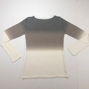 GO COUTURE Women’s LS Gray Ombre Boatneck Tee S
